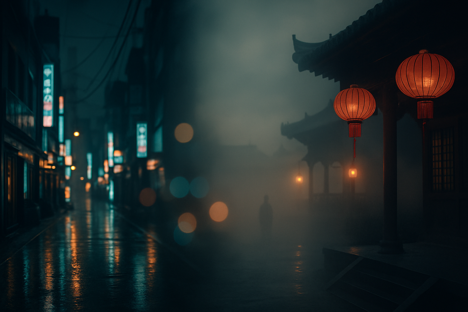 韓国ドラマと中国ドラマの夜の情景